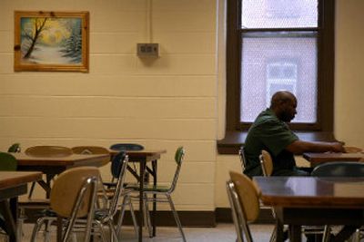 
Former U.S. Marine recruiter Shedrick Hamilton pauses during an interview at the Oneida Correctional Facility in Rome, N.Y. Hamilton raped a 16-year-old girl who had wanted to enlist. 
 (Associated Press / The Spokesman-Review)