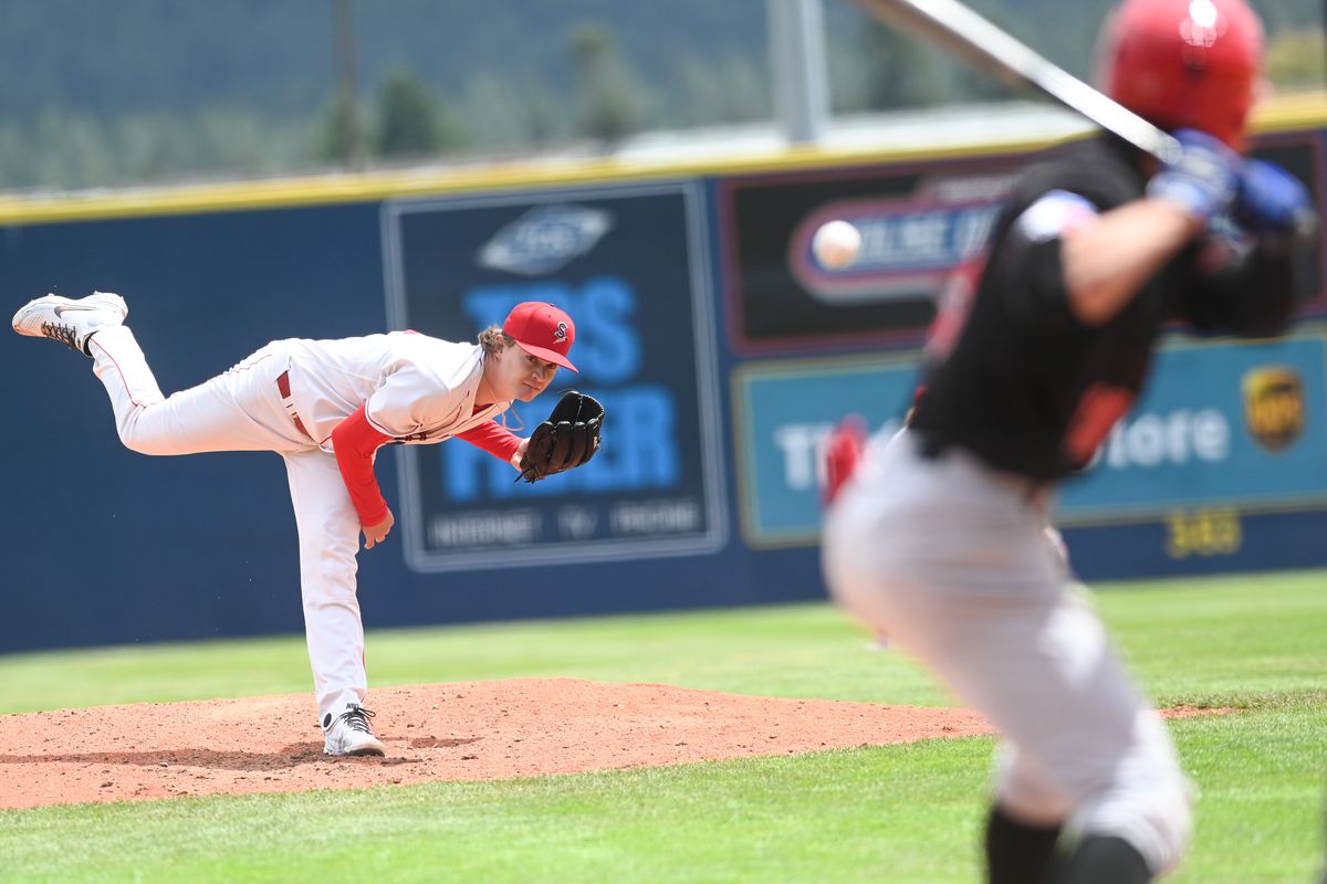 Spokane Indians pitcher Ryan Feltner throws against the Vancouver Canadians during a baseball game on Thursday at Avista Stadium.  (Tyler Tjomsland/The Spokesman-Review)