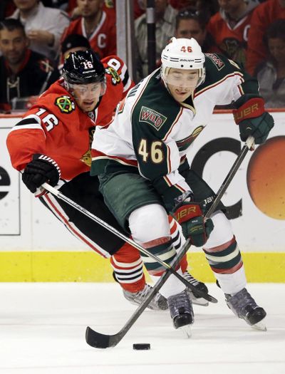 Minnesota Wild’s Jared Spurgeon (46), a former Spokane Chief, signed a four-year $20.75 million contract on Monday.