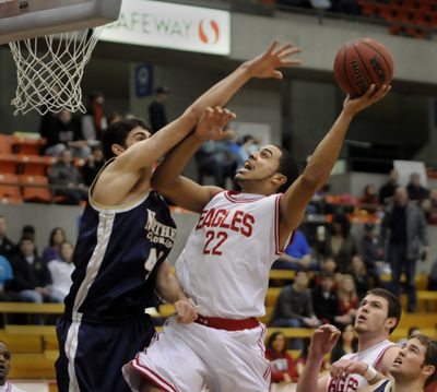 Eastern Washington’s Andy Genao tries to score on Mike Proctor of Northern Colorado.  (Jesse Tinsley / The Spokesman-Review)