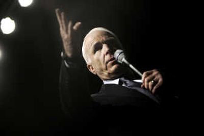 
Sen. John McCain, R-Ariz., answers a question during a campaign event in Fresno, Calif., on Monday. Associated Press
 (Associated Press / The Spokesman-Review)