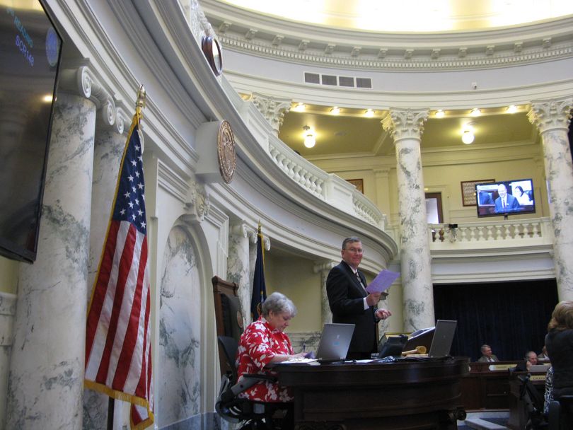 House Speaker Scott Bedke presides over the Idaho House on the final day of the legislative session Thursday (Betsy Russell)