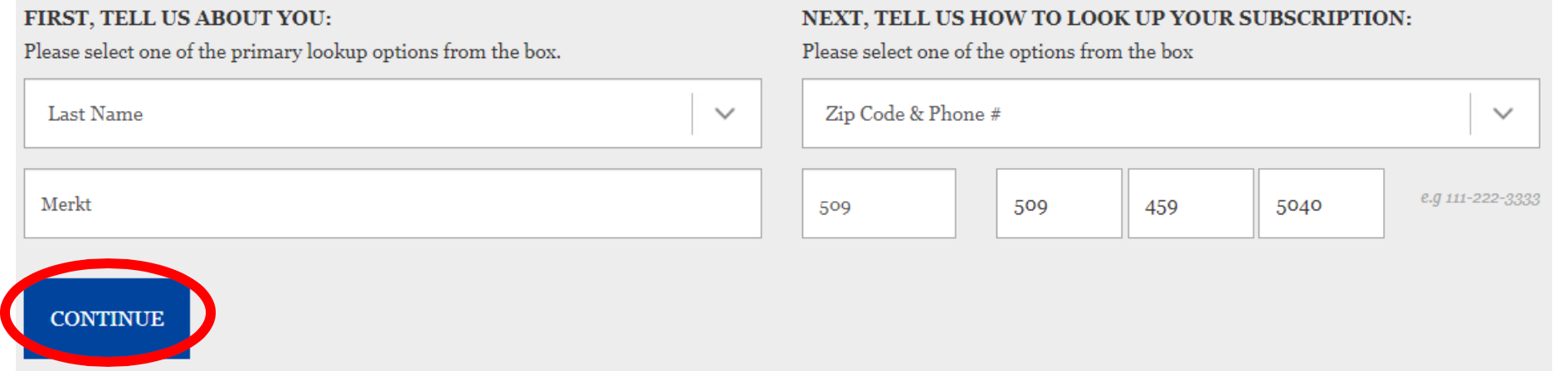 'CONTINUE' button location