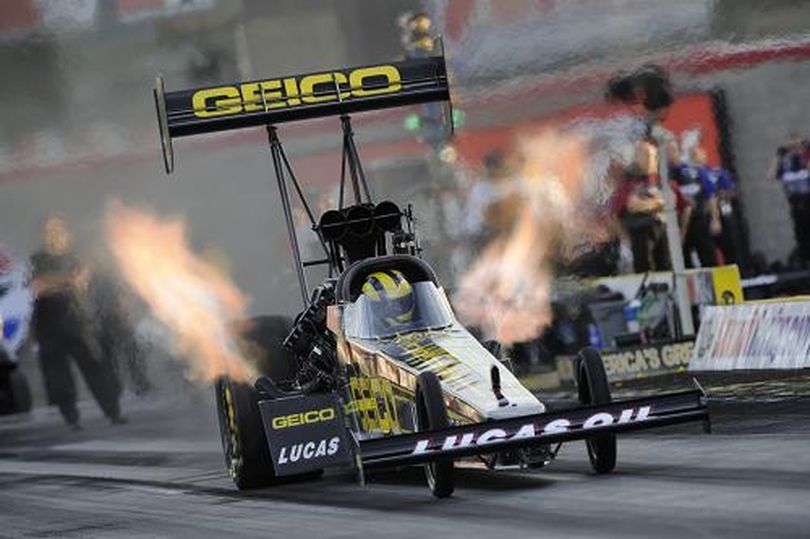 Morgan Lucas fires off the line en route to the top qualifying spot at the NHRA Full Throttle Drag Racing Series stop in Las Vegas, Nev. (Photo courtesy of NHRA)