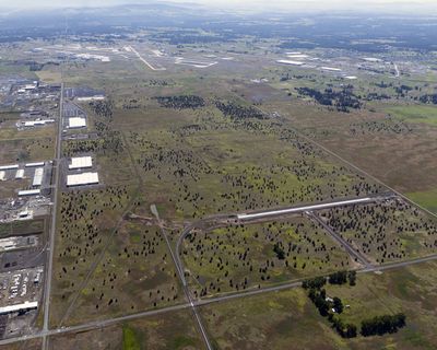 Spokane International Airport announced Wednesday it has completed the second phase of a rail and truck project, seen toward the bottom right of the this photo.  (Photo courtesy of Spokane International Airport)