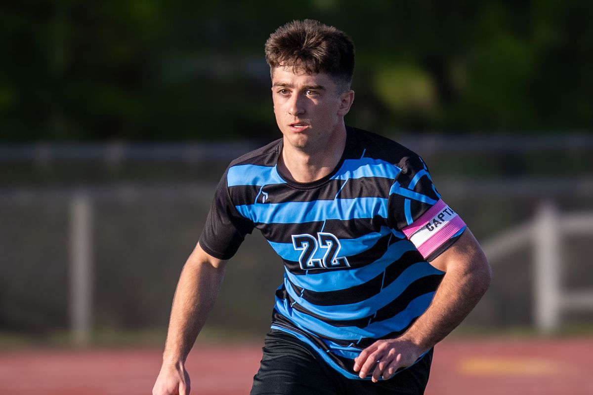 Central Valley’s Beau Butner moves the ball downfield during a GSL high school boys soccer game with University last Friday at CV. (Colin Mulvany/The Spokesman-Review)