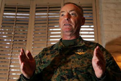 
Marine Lt. Gen. Samuel Helland speaks to the media at Camp Pendleton, Calif., on Wednesday. Associated Press
 (Associated Press / The Spokesman-Review)