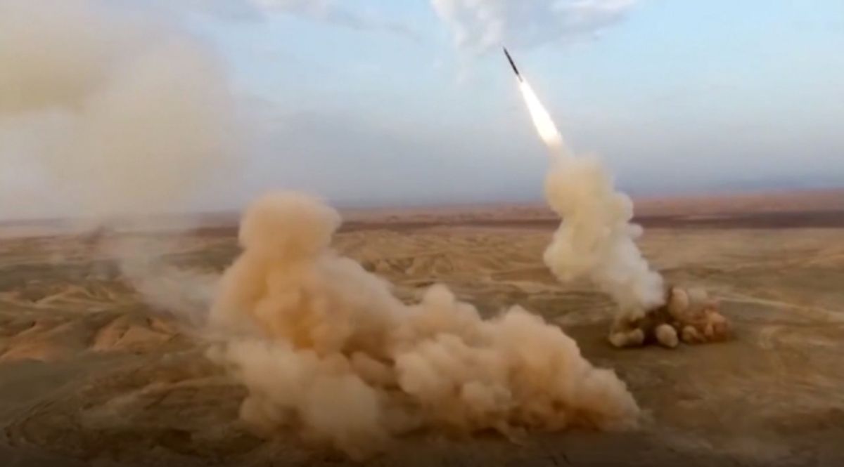 This frame grab from video shows the launching of underground ballistic missiles by the Iranian Revolutionary Guard during a military exercise. Iran