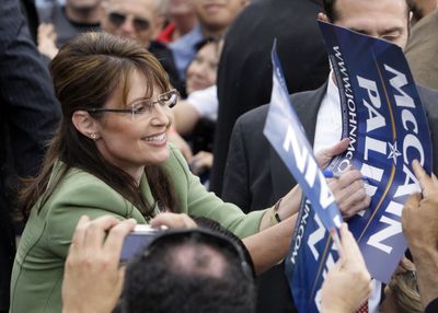 Alaska Gov. Sarah Palin greets supporters Saturday after a rally in Carson, Calif. (Associated Press / The Spokesman-Review)