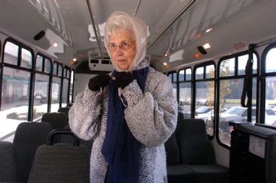 
Patricia Schneider of Coeur d'Alene was so excited about taking the new CityLink bus service that she attended the ribbon cutting Wednesday morning. 