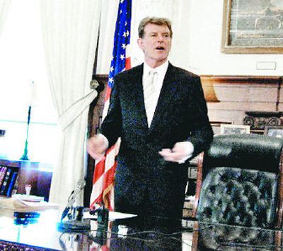 
Gov. Butch Otter talks about the legislative session in his office Tuesday. 
 (Betsy Z. Russell / The Spokesman-Review)