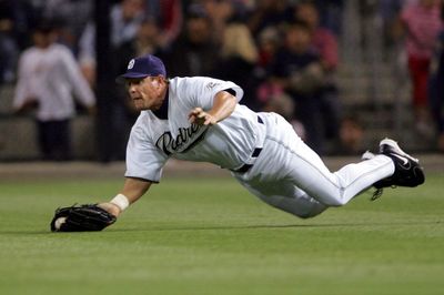 Padres right fielder Brian Giles will remain in San Diego despite trade talks.  (Associated Press / The Spokesman-Review)
