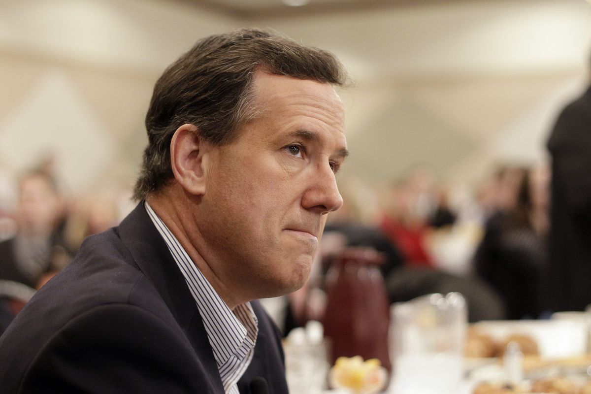 Former Pennsylvania Sen. Rick Santorum in Livonia, Mich., on Monday.