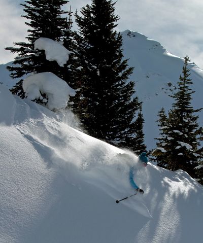 Pictured above: Once the domain of males, heli-skiiing is attracting more and more females to enjoy the deep powder days.