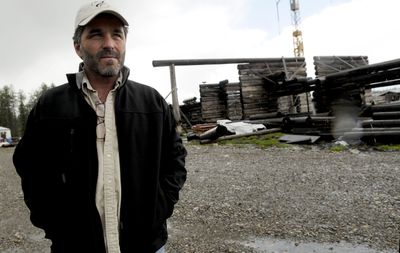 Brian Schafer, president of Edgewood Log Structures, at the company’s site north of Coeur d’Alene on Thursday.  (Kathy Plonka / The Spokesman-Review)