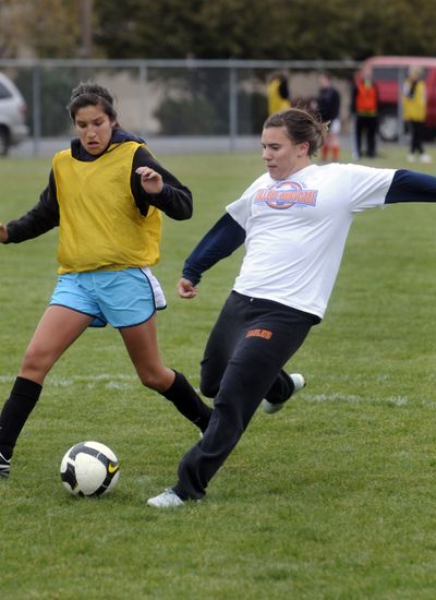 West Valley High senior DeeDee Garbe takes a shot during practice Oct. 12. She is the second-leading scorer in the Great Northern League and is helping keep the Eagles in playoff contention. (J. BART RAYNIAK / The Spokesman-Review)