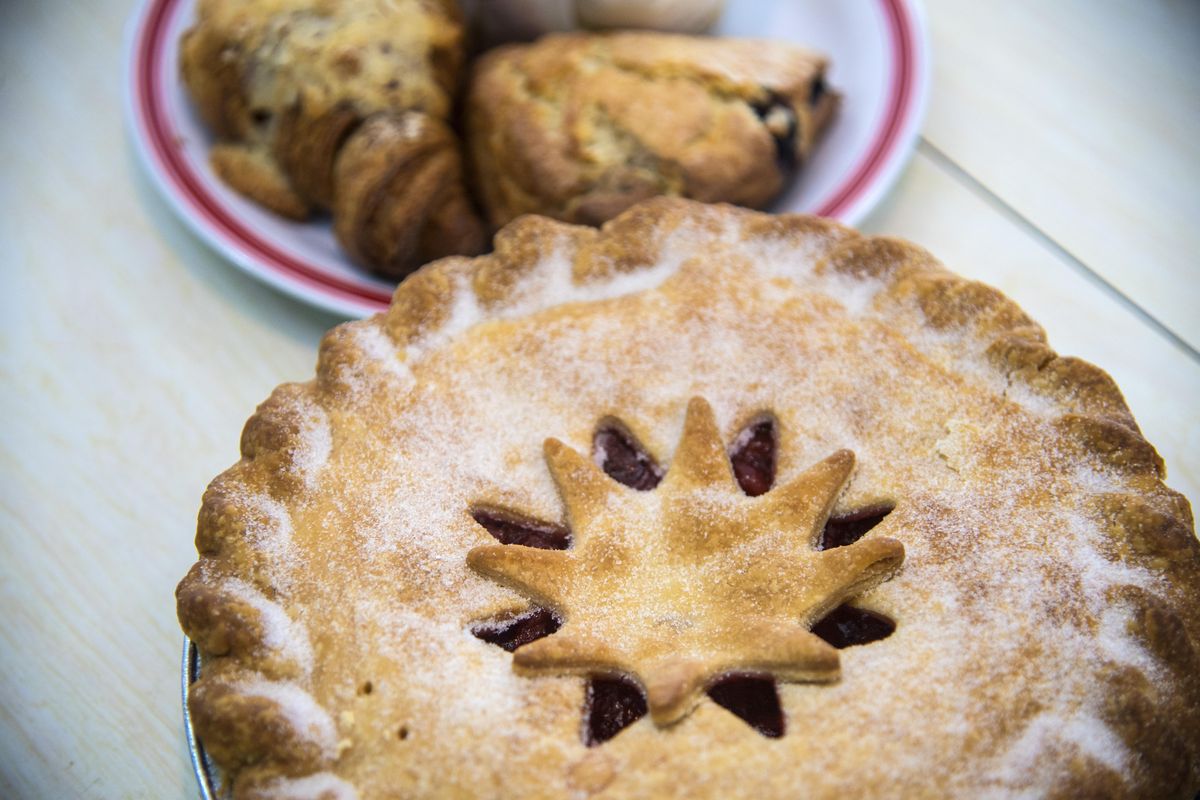 Strawberry-rhubarb pie is a favorite among customers at the Morning Sun Bakery. (Dan Pelle / The Spokesman-Review)