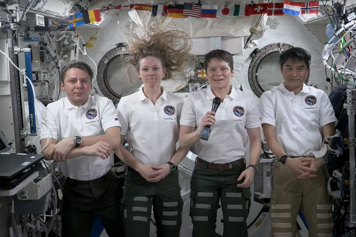 NASA’s Crew-10, from left, Roscosmos cosmonaut Kirill Peskov; NASA astronaut Nichole Ayers; NASA astronaut and U.S. Army Col. Anne McClain, of Spokane; and Japanese Aerospace Exploration Agency astronaut Takuya Onishi are seen Friday. (Screengrab from NASA video)