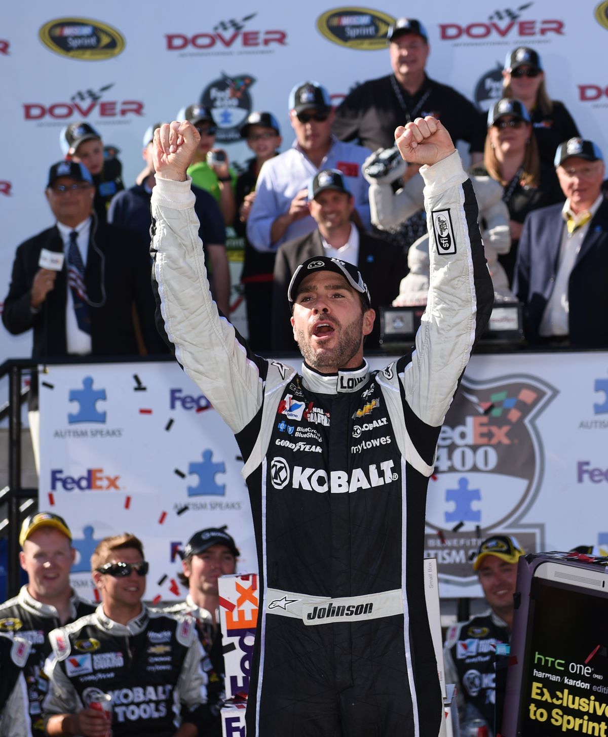 Jimmie Johnson won his second consecutive race with a victory at Dover on Sunday. (Associated Press)
