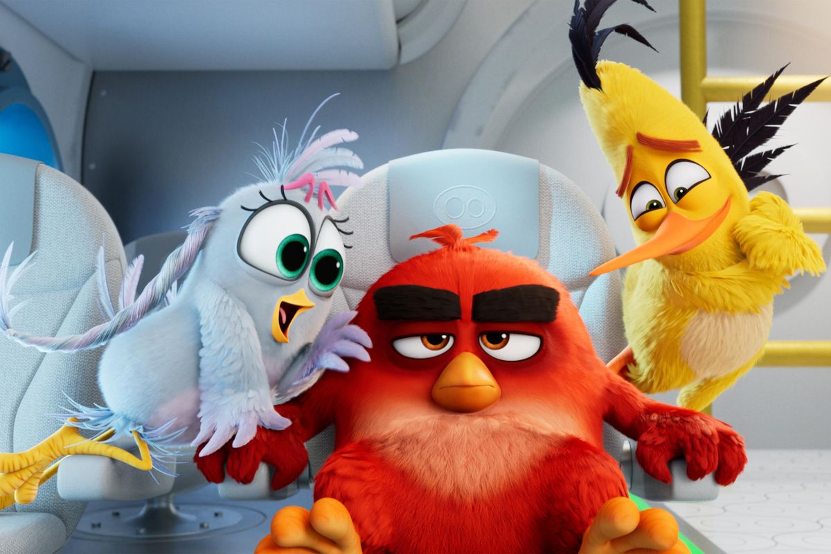 Silver (Rachel Bloom), Red (Jason Sudeikis) and Chuck (Josh Gad) in “The Angry Birds Movie 2.” (Sony Pictures)