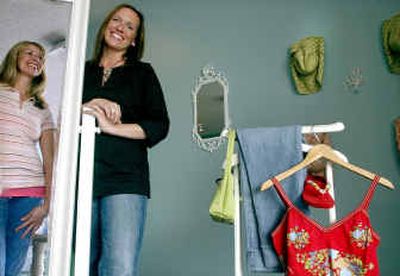 Kelli Ogle, left, and Jeanne Worrell will have the grand opening of their new store, Tiffany Blue at 509 Sherman Ave. in Coeur d'Alene on Saturday at 10 a.m.
(Kathy Plonka / The Spokesman-Review)
