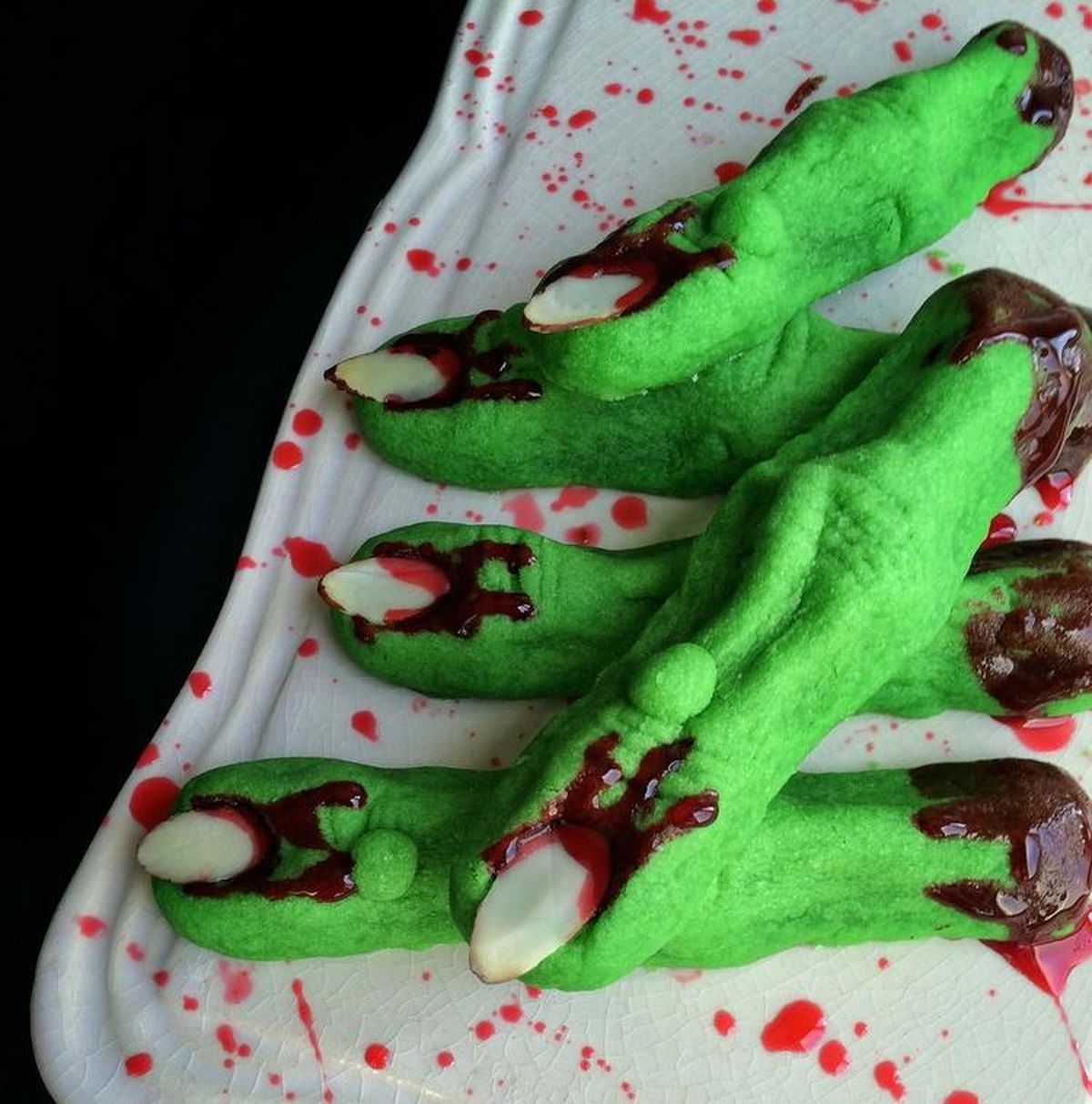 These witch finger cookies appear to be oozing blood. Don’t worry: it’s only red decorating gel. (Audrey Alfaro)