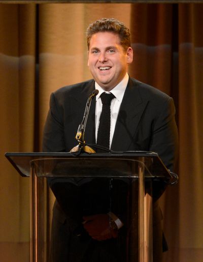 Jonah Hill speaks at the Hollywood Foreign Press Association Luncheon at the Beverly Hilton on Aug. 13. (Associated Press)