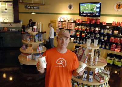 CVHS graduate and former major league baseball player Kevin Stocker opened  Emerald City Smoothie Shop in Liberty Lake. The shop offers nutritional supplements with a full menu of smoothies.  (J. BART RAYNIAK / The Spokesman-Review)