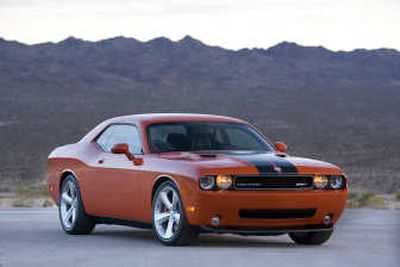 
A 2008 Dodge Challenger SRT8 is shown in a photo provided by Chrysler.  Chrysler LLC is reintroducing the legendary car at this week's Chicago Auto Show.Associated Press
 (Associated Press / The Spokesman-Review)