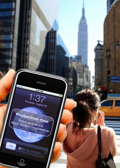 This photo released by Protection One shows how your cell phone can be used as a home security monitor.  (Associated Press)