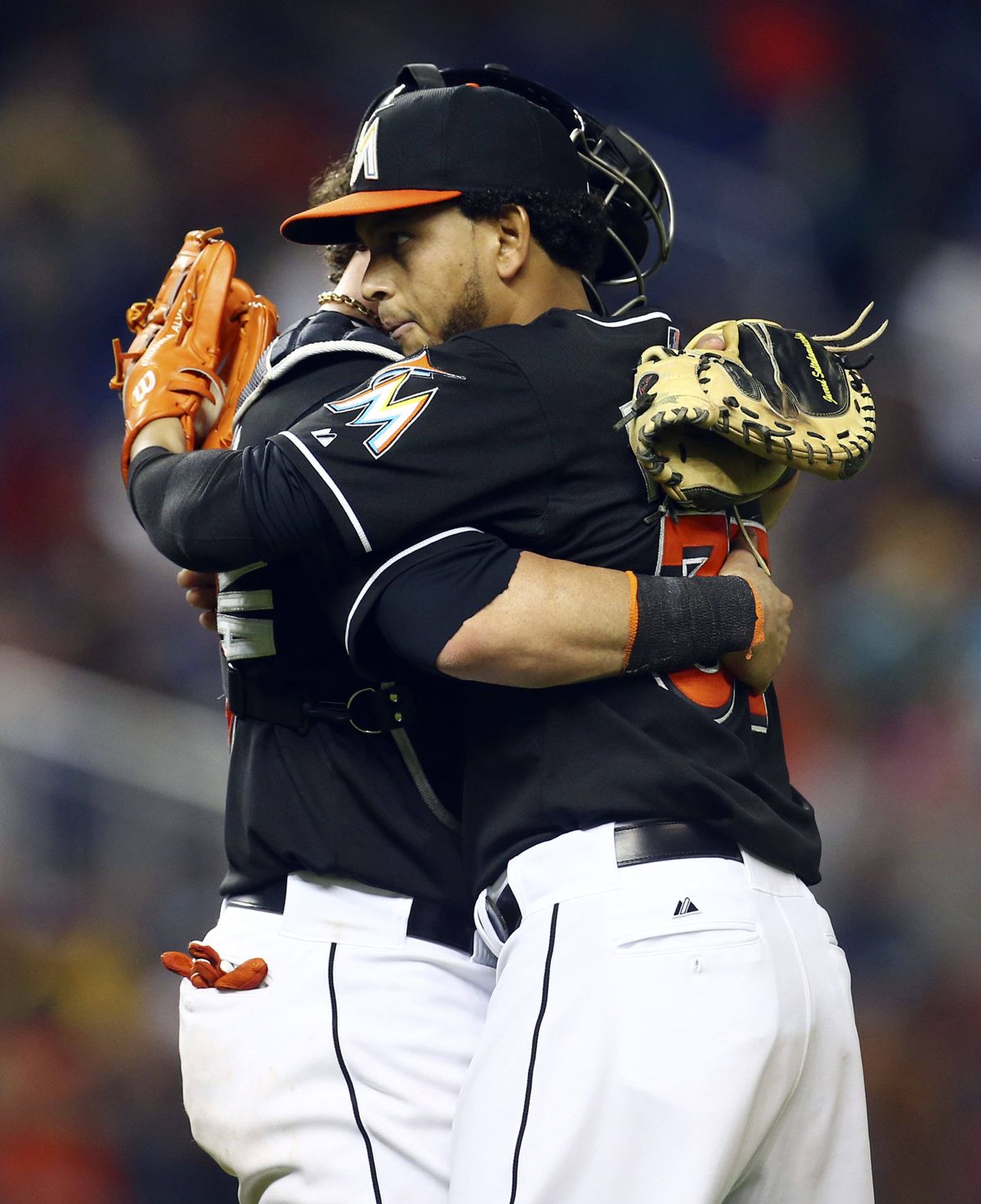 Marlins’ Henderson Alvarez, right, needed only 90 pitches. (Associated Press)