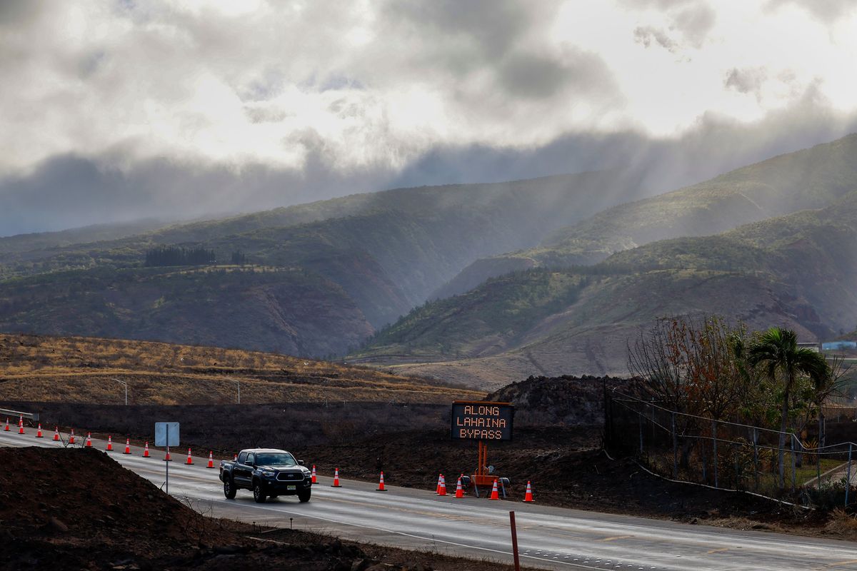 A view of the Lahaina foothills after roads reopened to the public about a week after the fire.    (Robert Gauthier/Los Angeles Times/TNS)