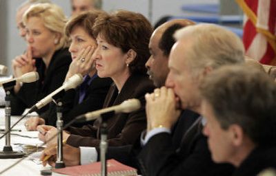 
Sen. Susan Collins, R-Maine, center, and other members of the Homeland Security and Governmental Affairs Committee attend a meeting in New Orleans on Jan. 17 to discuss plans to assist those who suffered loss in the aftermath of Hurricane Katrina. 
 (Associated Press / The Spokesman-Review)