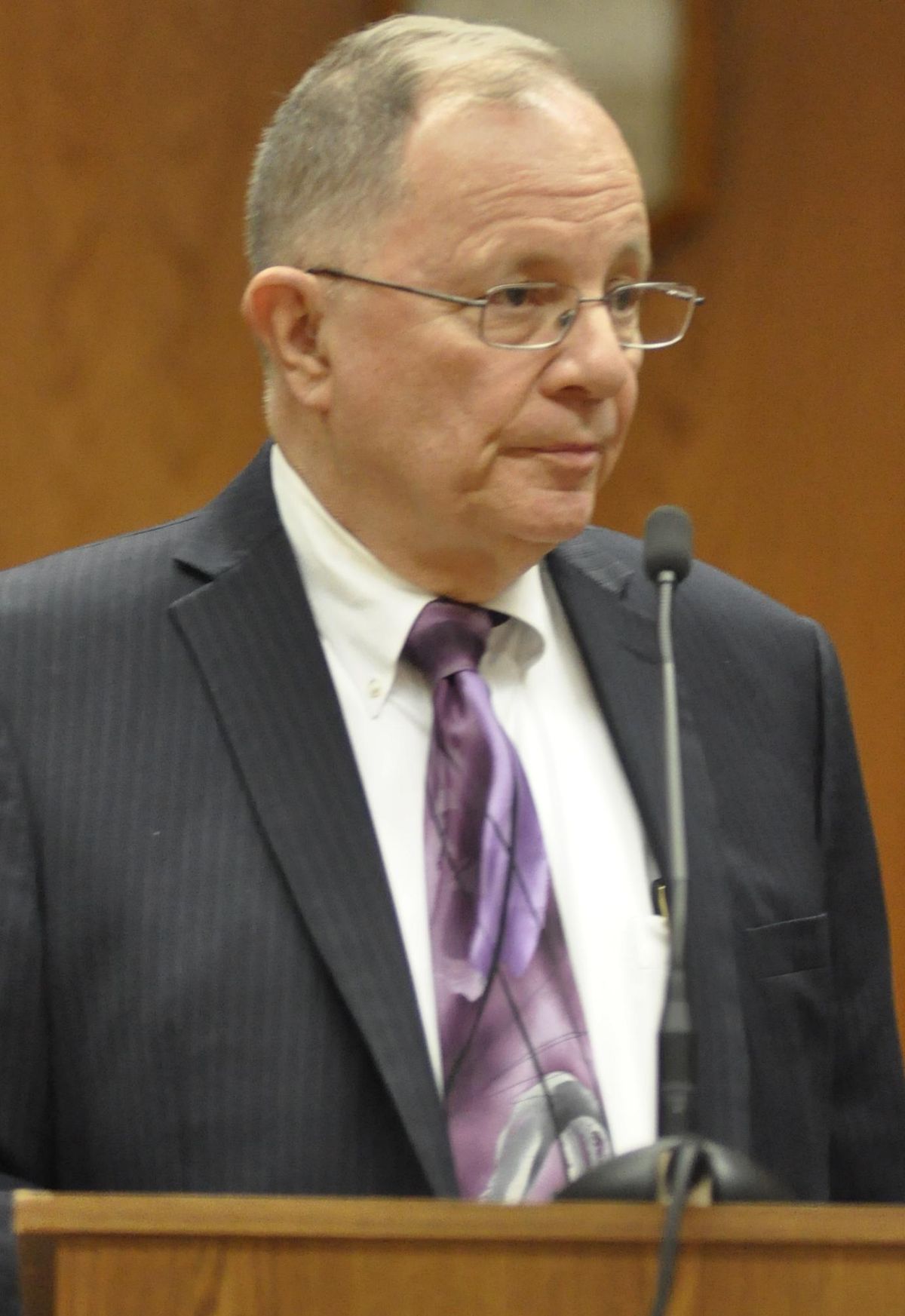 Sen. Mike Padden, R-Spokane Valley, announces lawmakers will subpoena records from Department of Corrections. (Jim Camden / The Spokesman-Review)