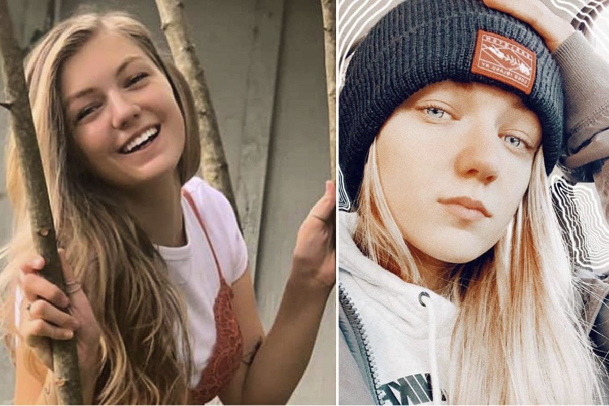 This combo of photos provided by FBI Denver via @FBIDenver shows missing person Gabrielle "Gabby" Petito. Petito, 22, vanished while on a cross-country trip in a converted camper van with her boyfriend. Authorities say a body discovered Sunday, Sept. 19, 2021, in Wyoming, is believed to be Petito.  (HONS)