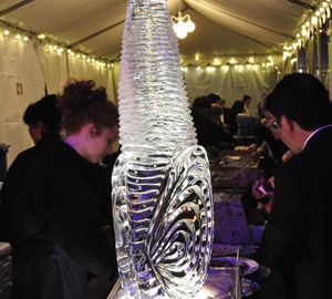 OLYMPIA -- Ice sculpture of a geoduck was one of the more unusual pieces at the Inaugural Ball ceremony. (Jim Camden)