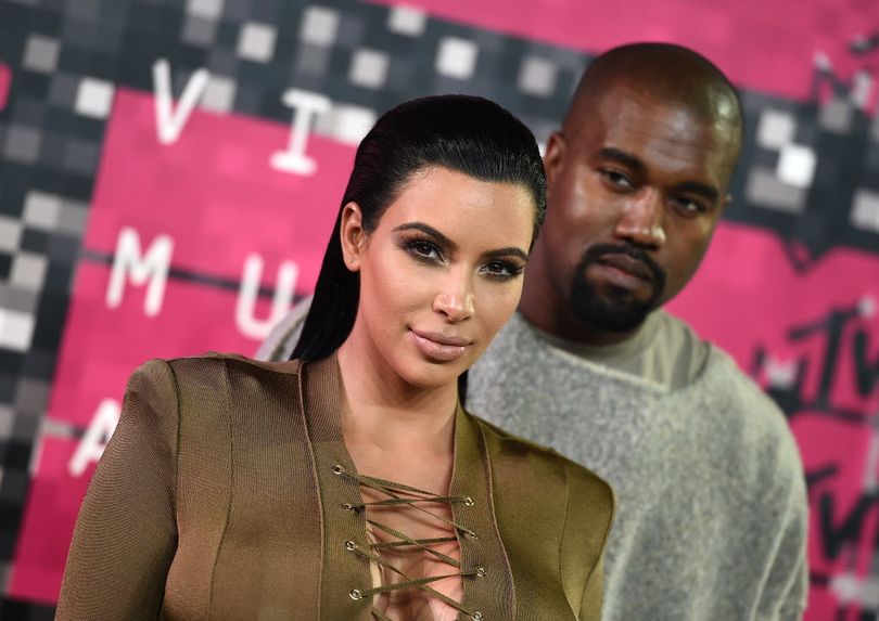 Kim Kardashian, left, and Kanye West arrive at the MTV Video Music Awards at the Microsoft Theater on Sunday, Aug. 30, 2015, in Los Angeles. (Photo by Jordan Strauss/Invision/AP)