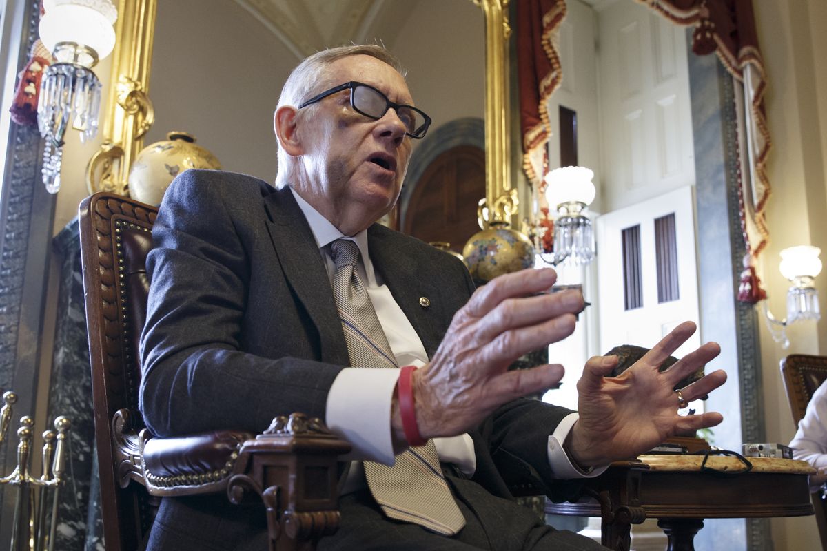Senate Democratic Leader Harry Reid of Nevada speaks in his office on Capitol Hill earlier this month. Reid, 75, has announced he won’t seek seek re-election. (Associated Press)