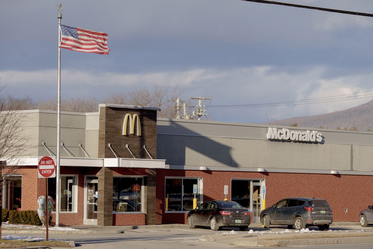 A McDonald’s in Rutland, Vt., that is operated by Coughlin Inc., a franchisee that was fined more than $100,000 in 2022 for violations of child labor laws at nine stores in two states.  (John Tully/For The Washington Post)