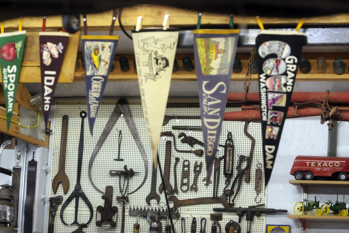 bartr@spokesman.com Andy Gortsema’s collection at the Lost Dutchman Museum includes pennants. (J. BART RAYNIAK / The Spokesman-Review)