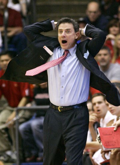 Rick Pitino’s team blew a double-digit lead before coming back late. (Associated Press / The Spokesman-Review)