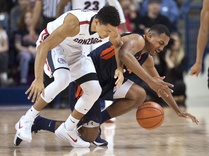 Bryan Alberts, left, helped supply the pressure when Gonzaga defeated Pepperdine in December. (Dan Pelle / The Spokesman-Review)