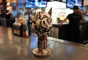 The Raiders’ Shake one of the Black Tap’s “crazyshakes” is photographed on Tuesday, Mar 1, 2022, at the Black Tap in The Venetian in Las Vegas, Nev. (Tyler Tjomsland/The Spokesman-Review)