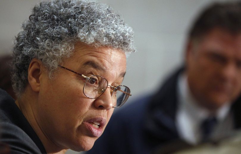 Cook County Board President Toni Preckwinkle speaks at a news conference in January. (Associated Press)