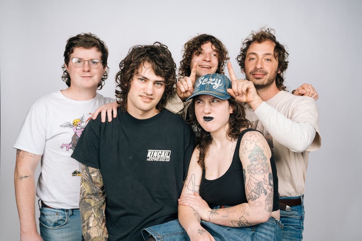 From left to right, the members of Wednesday include Alan Miller, MJ Lenderman, Ethan Bachtold, Karly Hartzman, Xandy Chelmis. The North Carolina-based band will swing by Spokane on during their tour in support of their new record, “Rat Saw God,” on May 11.  (Brandon McClain)