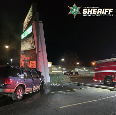 A 40-year-old man, identified as Steven Davis, crashed into a large sign April 4 in a Deer Park parking lot, according to the Spokane County Sheriff's Office. Davis died at the hospital. (Courtesy of Spokane County Sheriff's Office)
