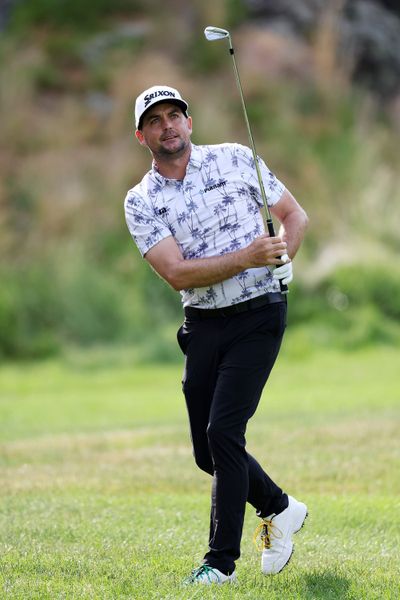 Keegan Bradley watches his second shot on the 10th hole during the opening round of the 122nd U.S. Open Championship at The Country Club on Thursday, June 16, 2022, in Brookline, Massachusetts.  (Rob Carr/Tribune News Service)