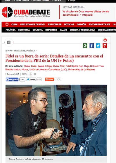 A photo taken from the website Cubadebate, which dates it Jan. 23, shows Fidel Castro. (Associated Press)