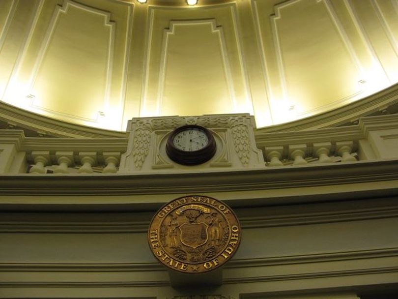 State seal in the Idaho House chamber (Betsy Russell)