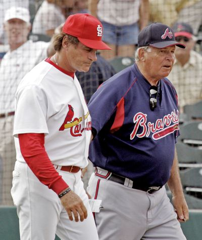 Tony La Russa, left, and Bobby Cox are close to walking away.  (Associated Press)